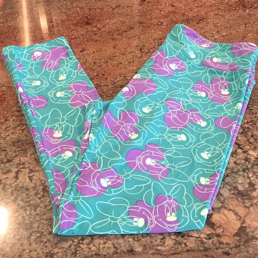 LuLaRoe Teal and Purple Floral Leggings